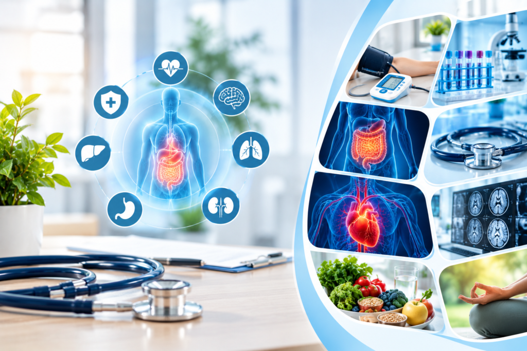 Comprehensive internal medicine care represented by medical diagnostics, organ health, heart health and preventive healthcare